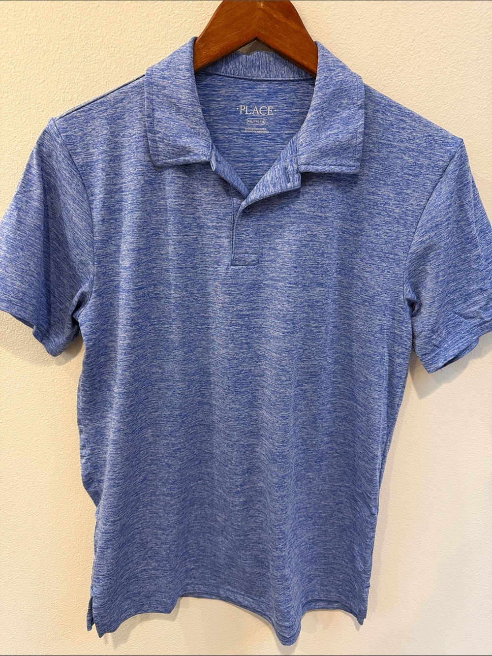 The Children's Place Heathered Light Blue Short Sleeve Polo XXL